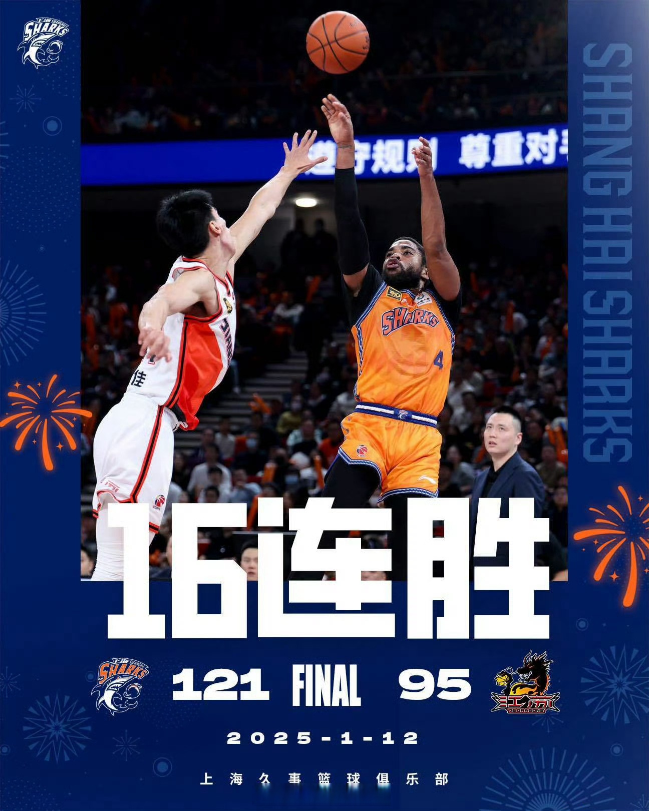 上海男篮状态火爆，轻取对手积分持平